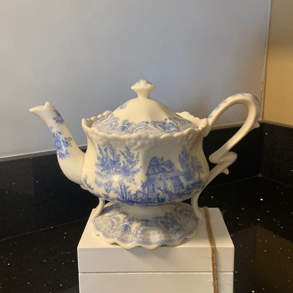 Burton Kitchen Sale Blue Toile Lace Pattern Teapot Lid Burton